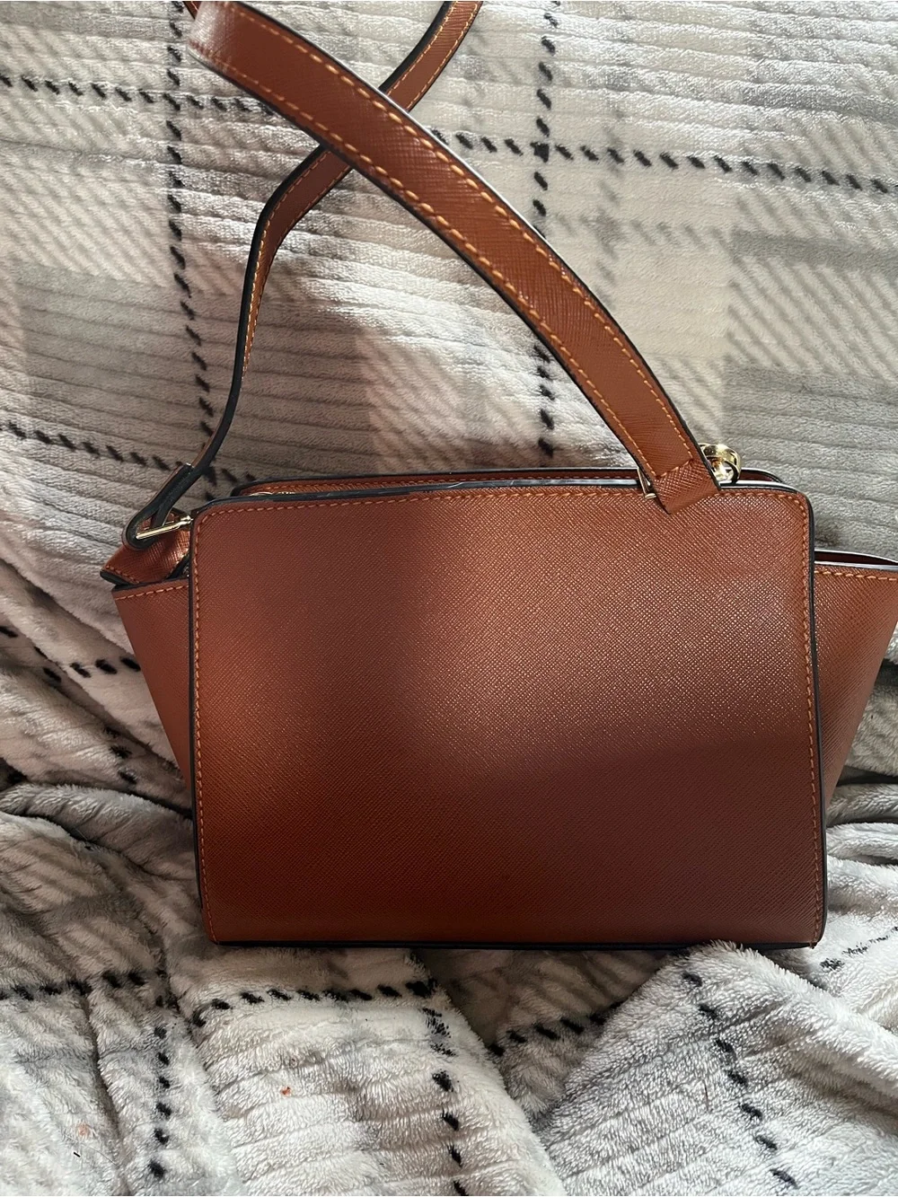 Michael Kors Cognac Saffiano Leather Crossbody Bag - Picture 3 of 5